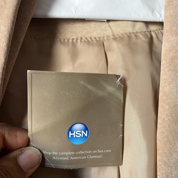 Badgley Mischka’s “American Glamour” Beige Suede Waterfall Collar Jacket Size XL - Picture 6 of 14